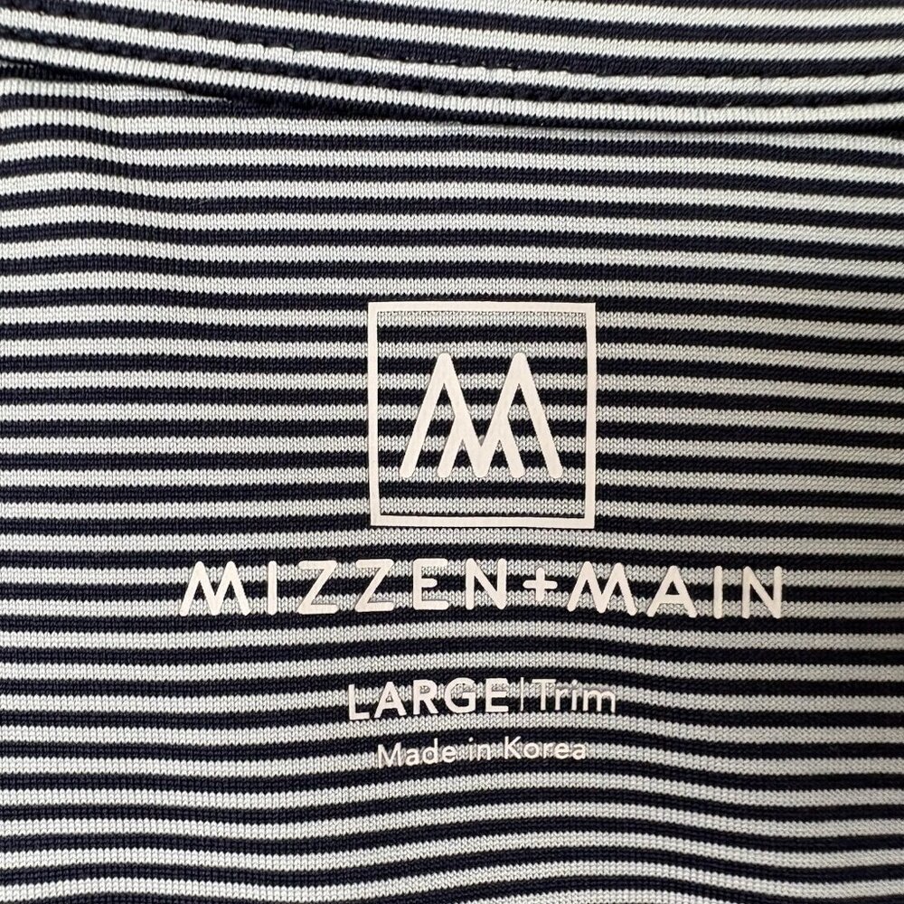 Mizzen Main Versa Polo Shirt Mens Large Trim Navy White Micro Stripe Stretch - Picture 5 of 7